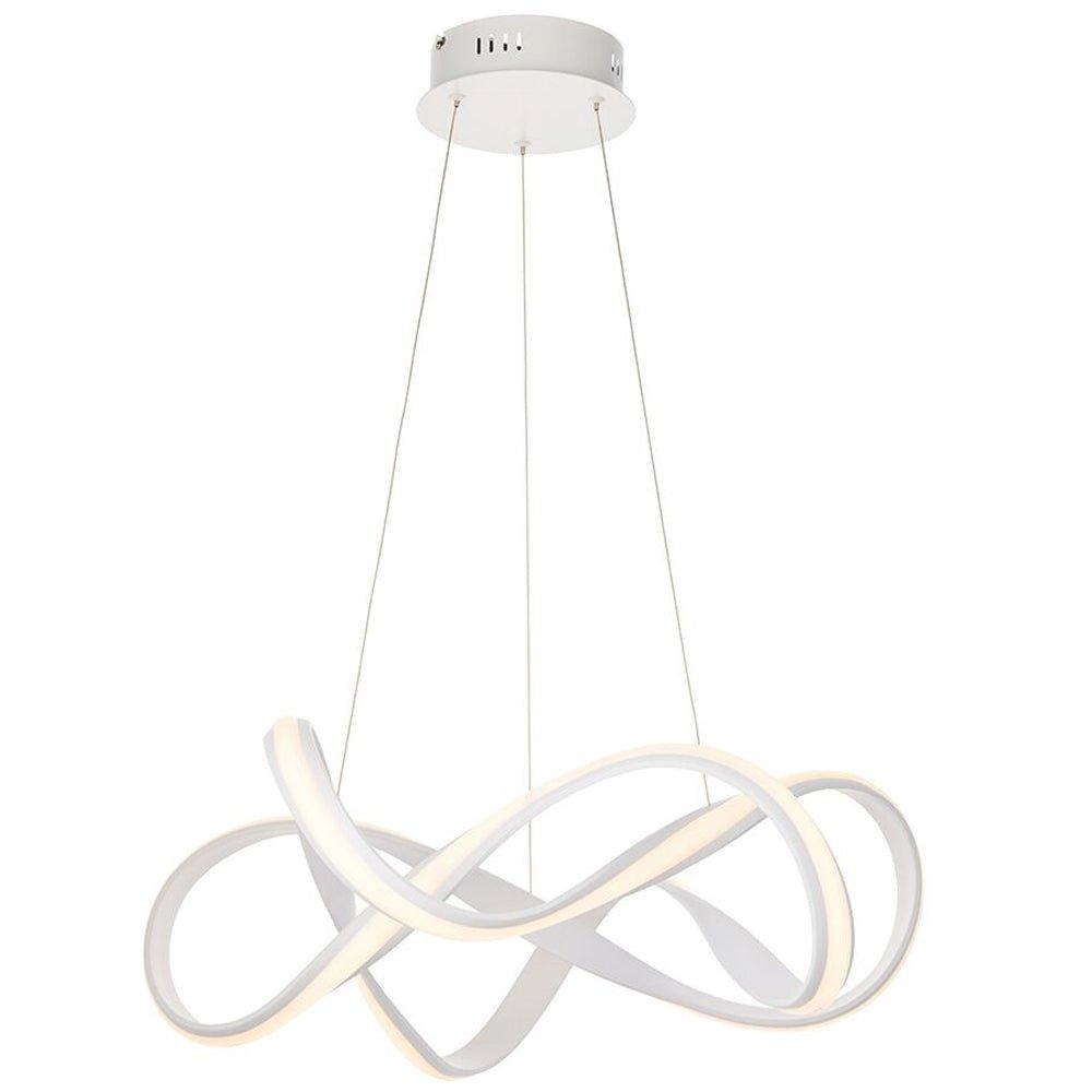 LED Ceiling Pendant Light 44W Warm White 630mm White Loop Feature Strip Lamp