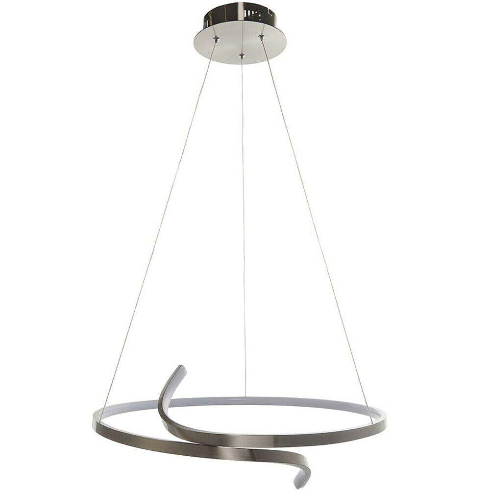 LED Ceiling Pendant Light 32W Warm White Satin Nickel Loop Feature Strip Lamp