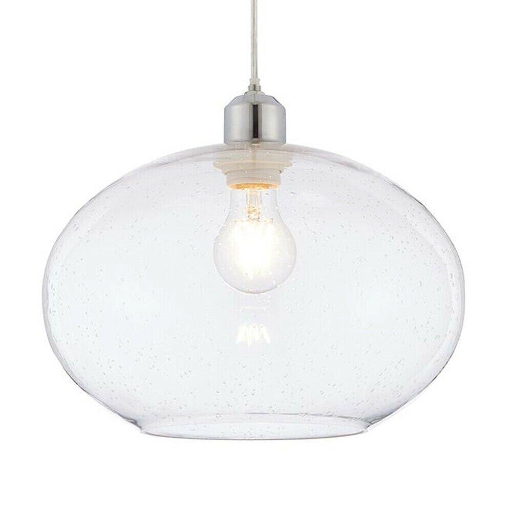 Hanging Ceiling Pendant Light Shade Clear Bubble Glass 300mm Wide Round Bowl