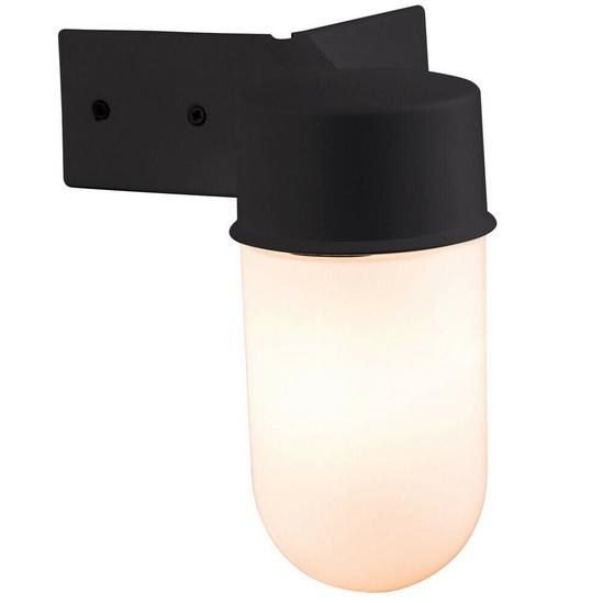 Loops IP44 Outdoor Wall Light & Corner Bracket Black White Long Glass Shade E27 Lamp 1
