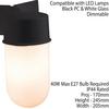 Loops IP44 Outdoor Wall Light & Corner Bracket Black White Long Glass Shade E27 Lamp thumbnail 2