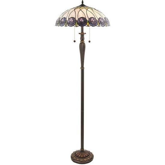 Loops Tiffany Glass Floor Lamp - Mackintosh Style Rose - Dark Bronze Finish - LED Lamp 1