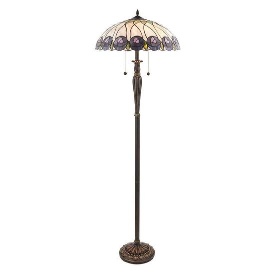 Loops Tiffany Glass Floor Lamp - Mackintosh Style Rose - Dark Bronze Finish - LED Lamp 5