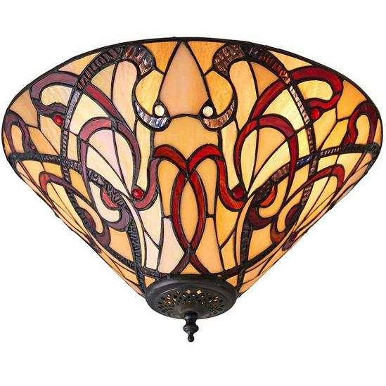 Loops Tiffany Glass Flush Ceiling Light - Dimmable LED Lamp - 2 x 60W E27 GLS Required 1