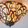 Loops Tiffany Glass Flush Ceiling Light - Dimmable LED Lamp - 2 x 60W E27 GLS Required thumbnail 3