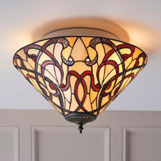Loops Tiffany Glass Flush Ceiling Light - Dimmable LED Lamp - 2 x 60W E27 GLS Required 4