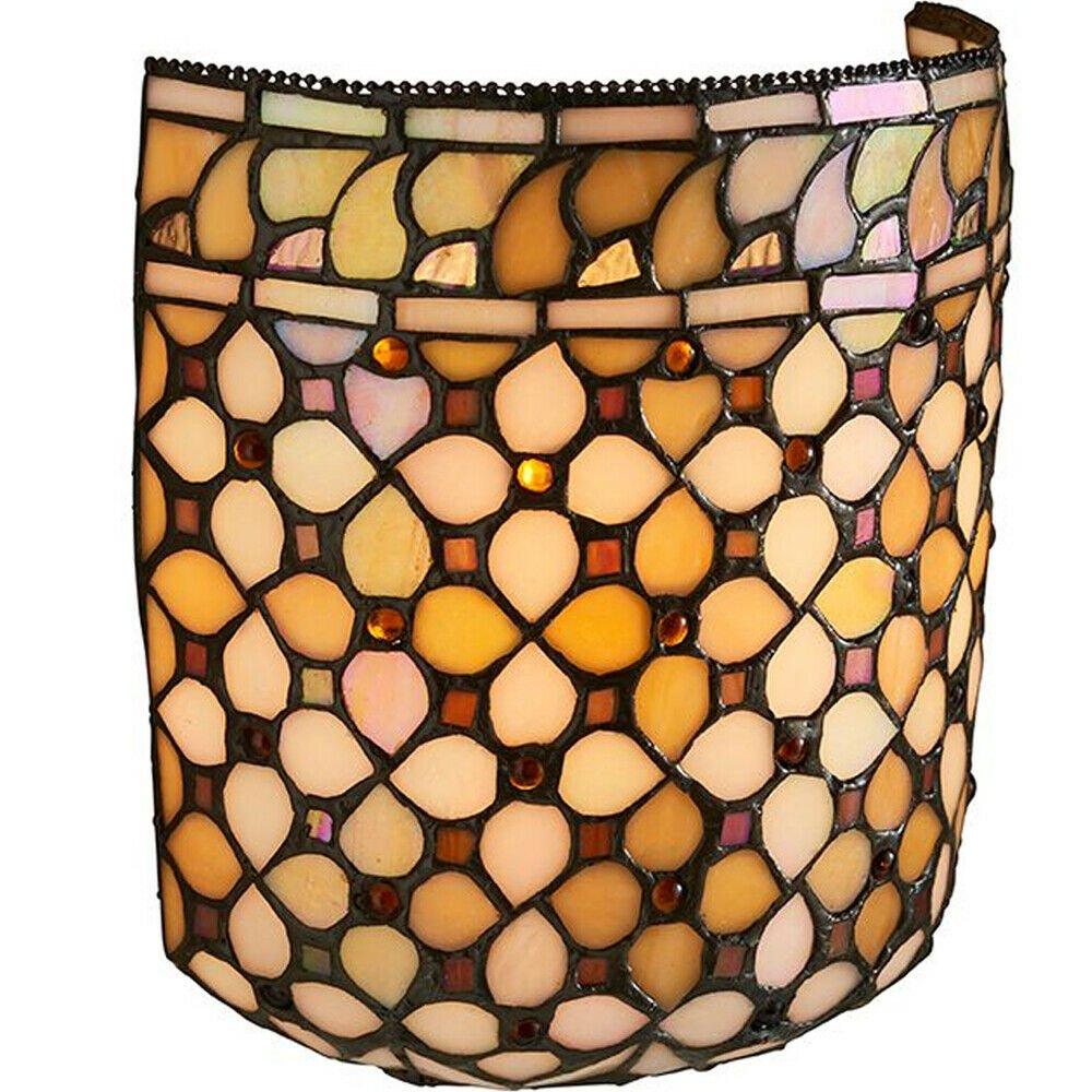 Tiffany Glass Wall Light Cream Geometric Beads Shade Interior Sconce i00254