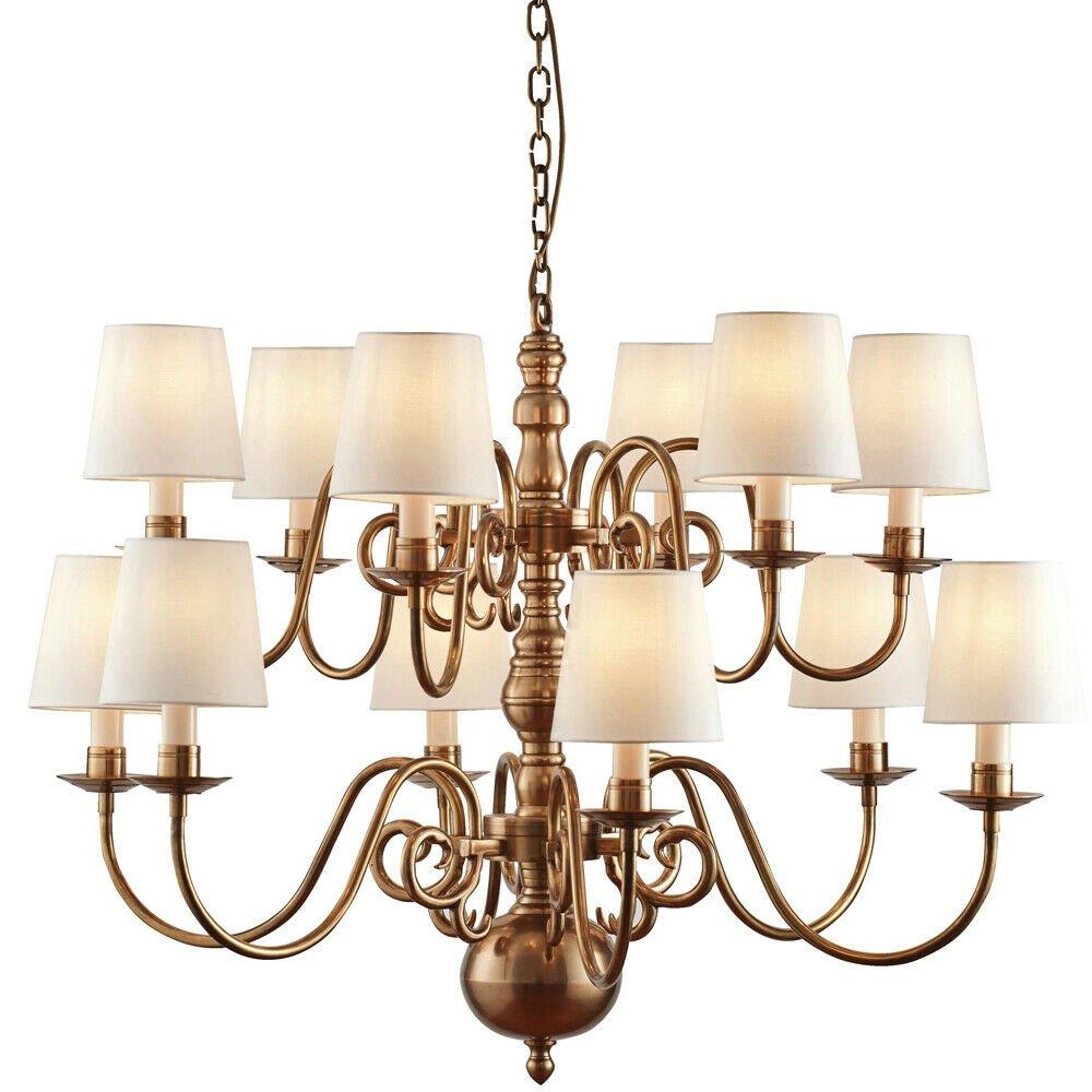 Luxury Hanging Ceiling Pendant Light Solid Brass Marble Silk 12 Lamp Chandelier