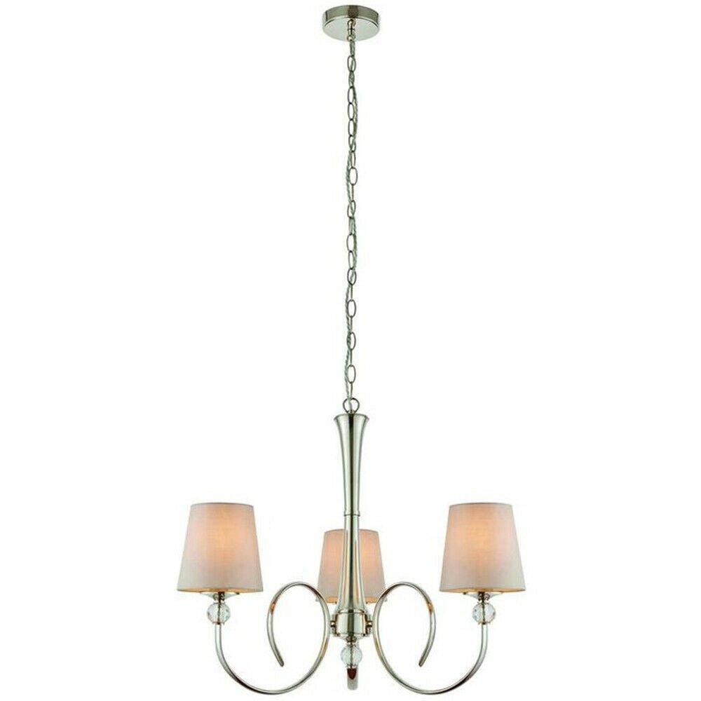 Luxury Hanging Ceiling Pendant Light Bright Nickel Marble Silk 3 Lamp Chandelier