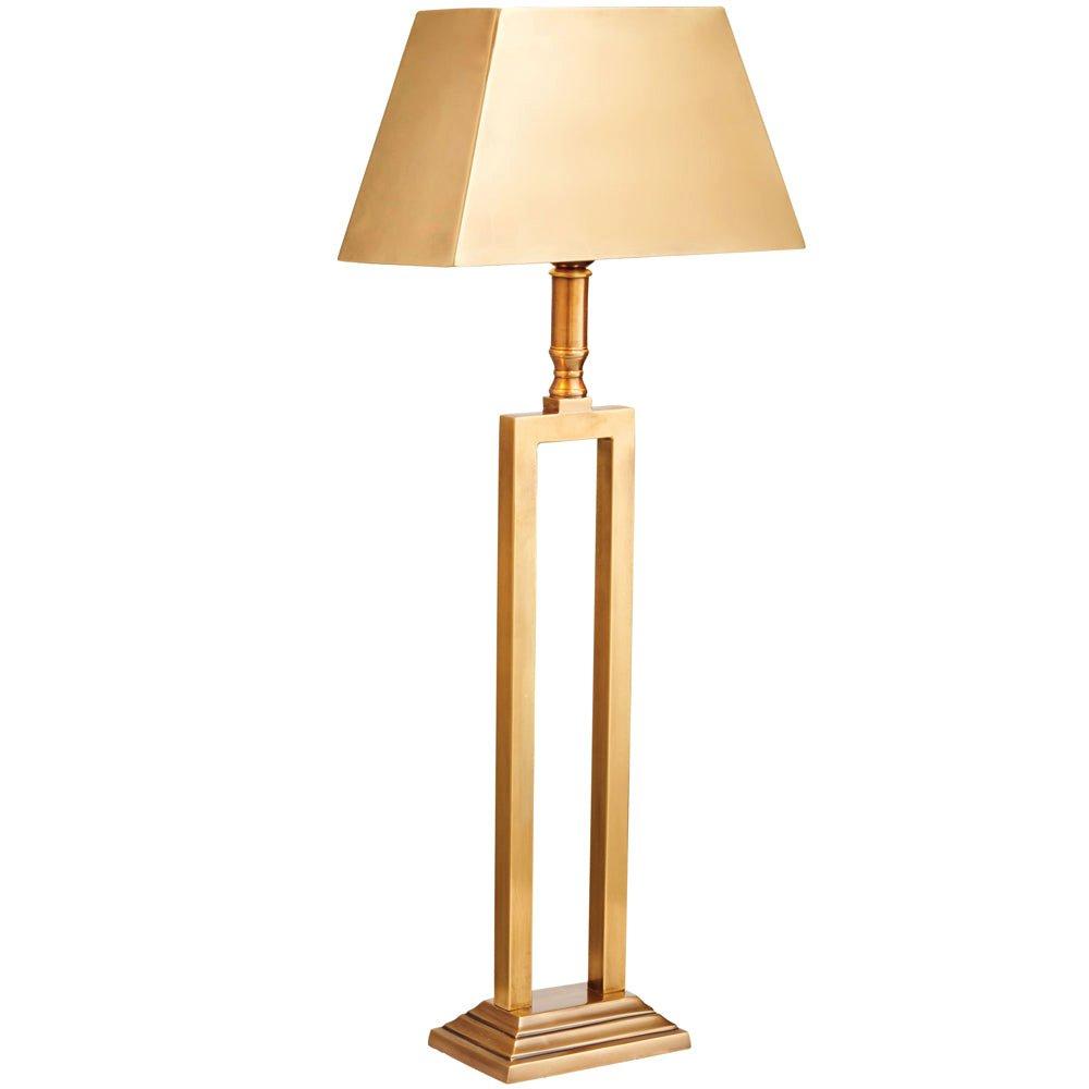Luxury Table Lamp Light Solid Brass & Square Shade Geometric Rectangular Frame