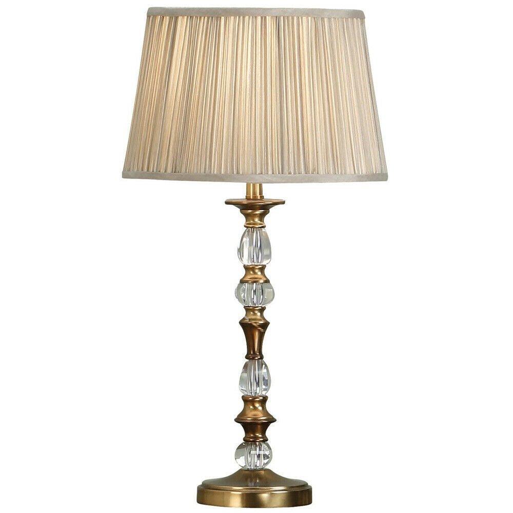 Diana Luxury 550mm Table Lamp Antique Brass Beige Shade Traditional Bulb Holder