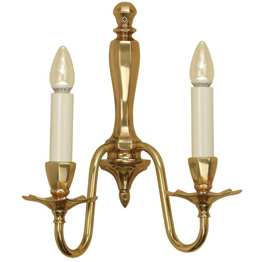 Luxury Traditional Twin Wall Light Solid Brass & Ivory Candelabra Dimmable Lamp