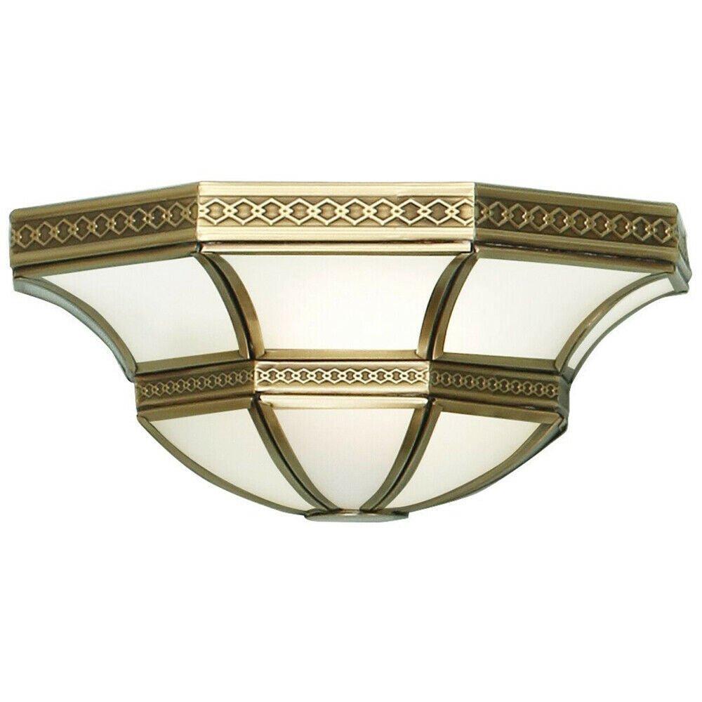 Luxury Traditional Wall Light Antique Brass & Frosted Glass Shade Dimmable Lamp