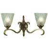Loops Luxury Traditional Twin Wall Light Antique Brass Art Deco Glass Shade Dimmable thumbnail 1