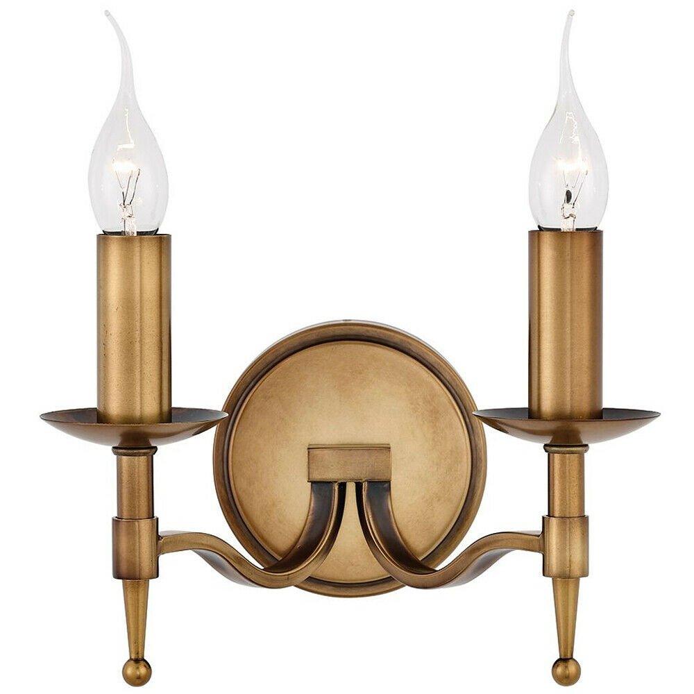 Avery Luxury Twin Wall Light Antique Brass Traditional Candelabra Lamp Holder