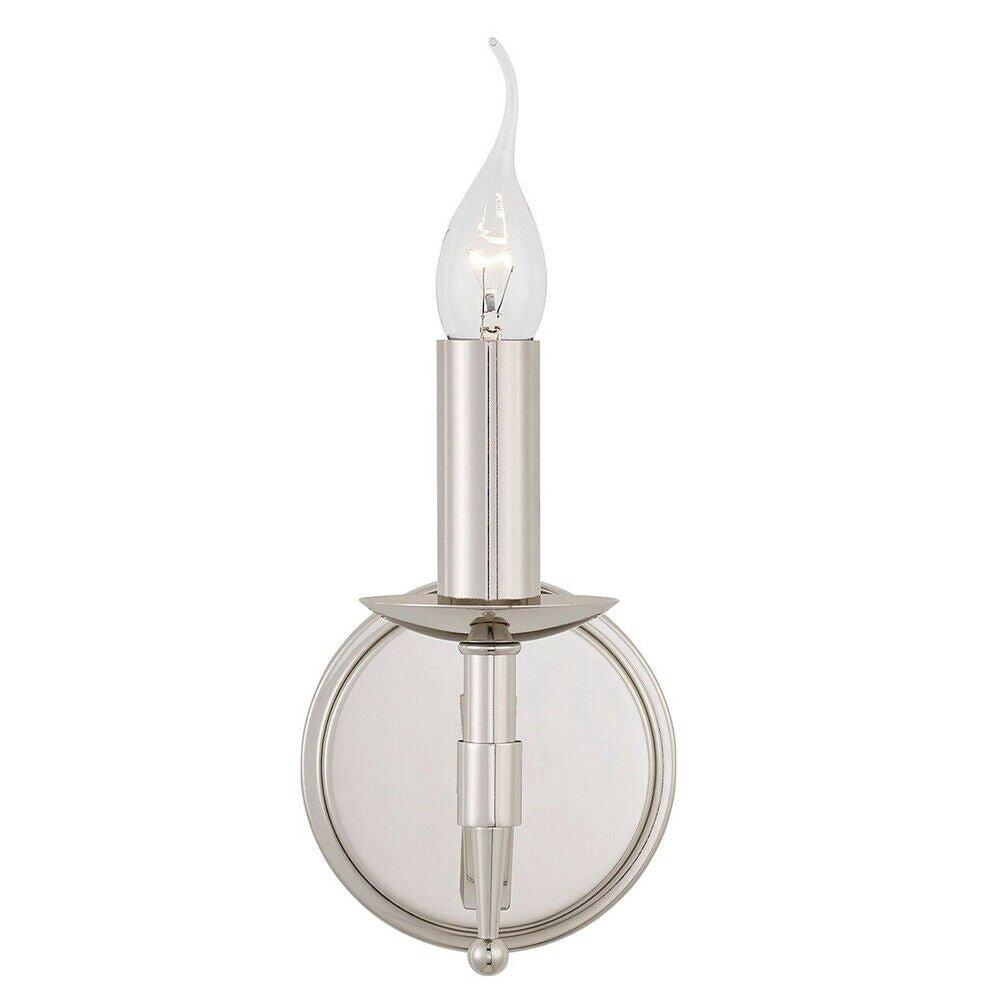 Avery Luxury Single Wall Light Bright Nickel Traditional Candelabra Lamp Holder