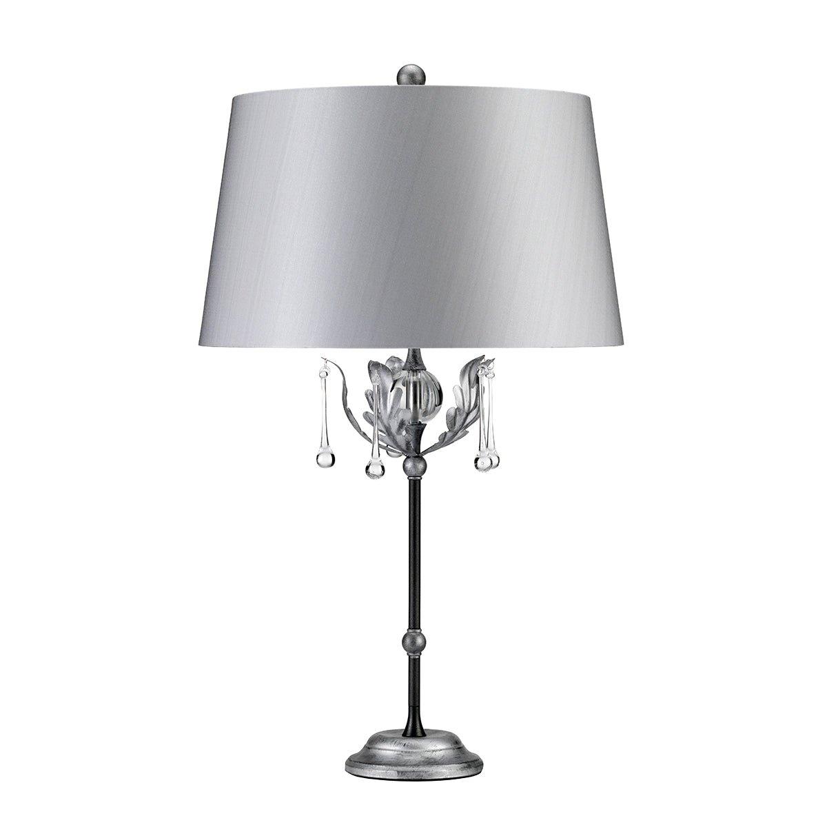 Table Lamp Handmade with Glass Drops Silver Shade Black Silver LED E27 60W