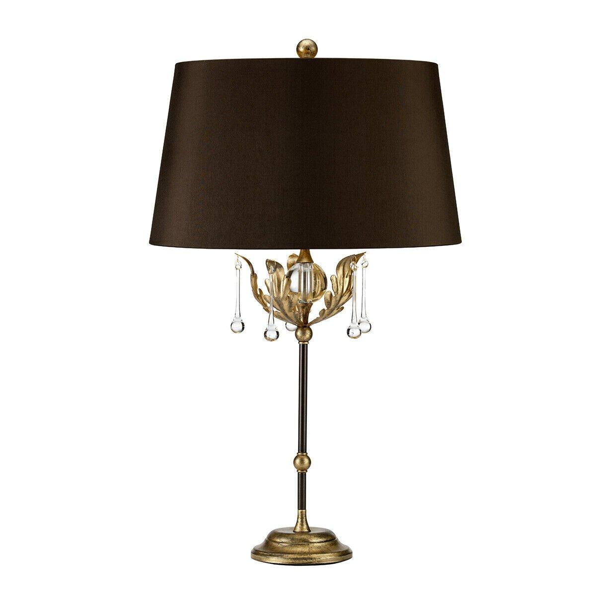 Table Lamp Handmade with Glass Drops Brown Shade Bronze Gold LED E27 60W Bulb