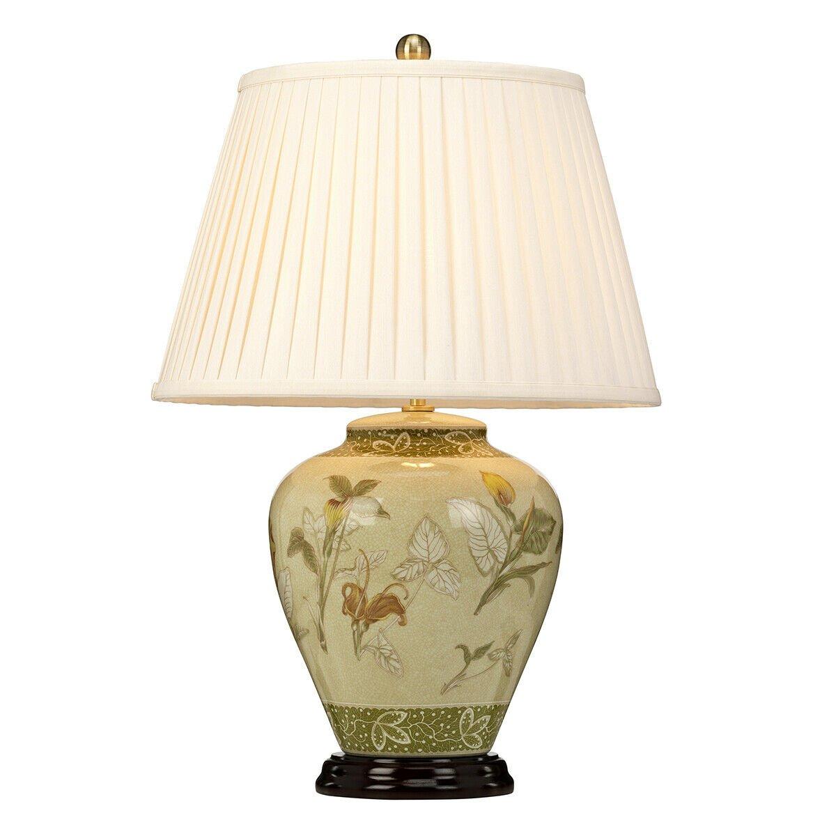 Table Lamp   Porcelain Cream Shade Aged Brass LED E27 60W