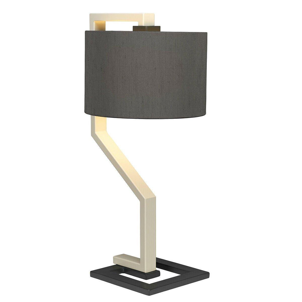 Table Lamp Whale Shade Cream And Dark Grey Painted Metal Base LED E27 60W Bulb