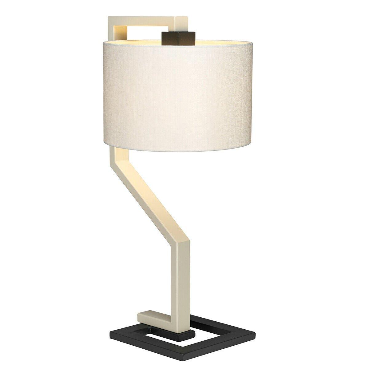 Table Lamp Light Ivory Shade Cream And Dark Grey Painted Metal Base LED E27 60W