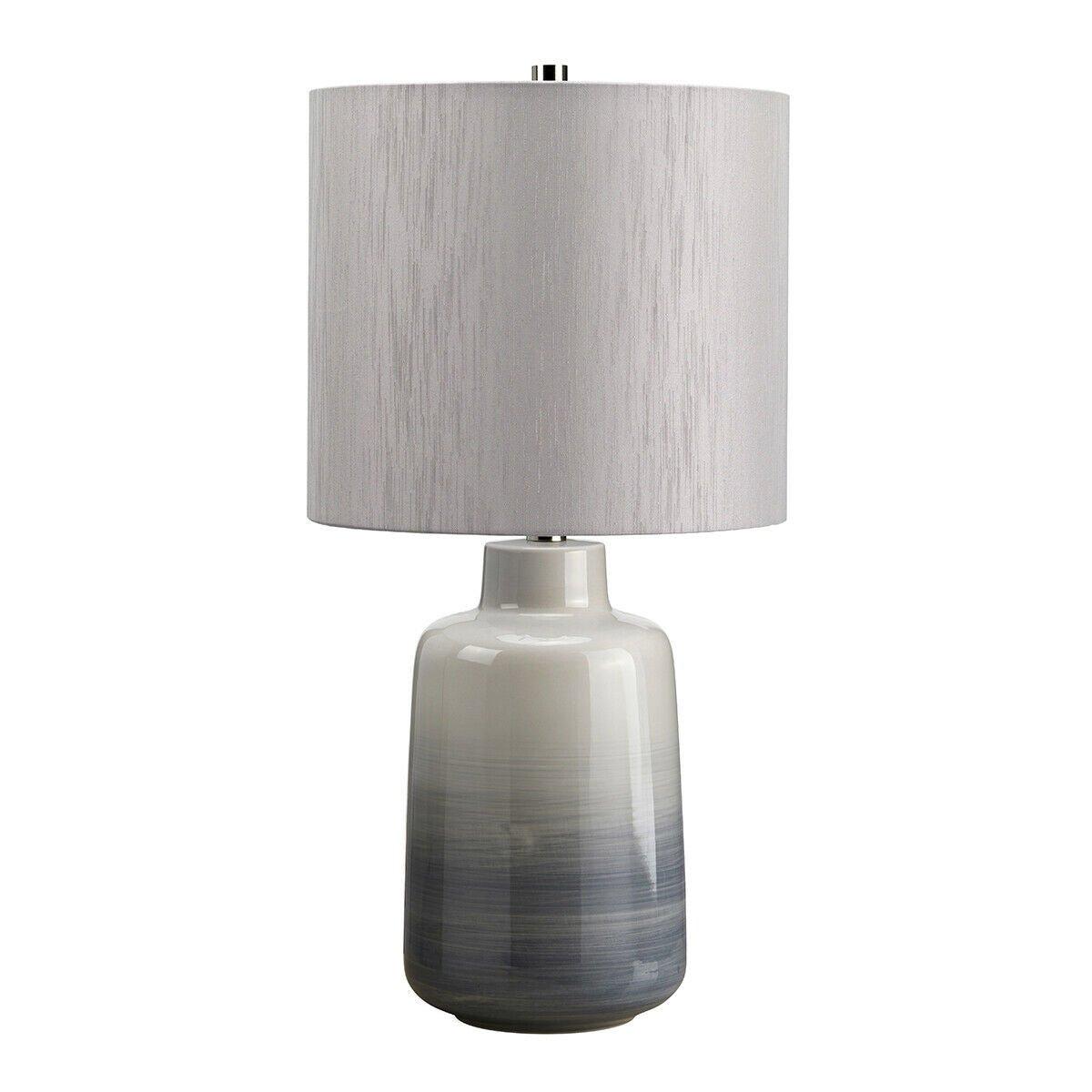Table Lamp Small Light Grey Shade Blue & Grey Glaze Blue and Grey LED E27 60W