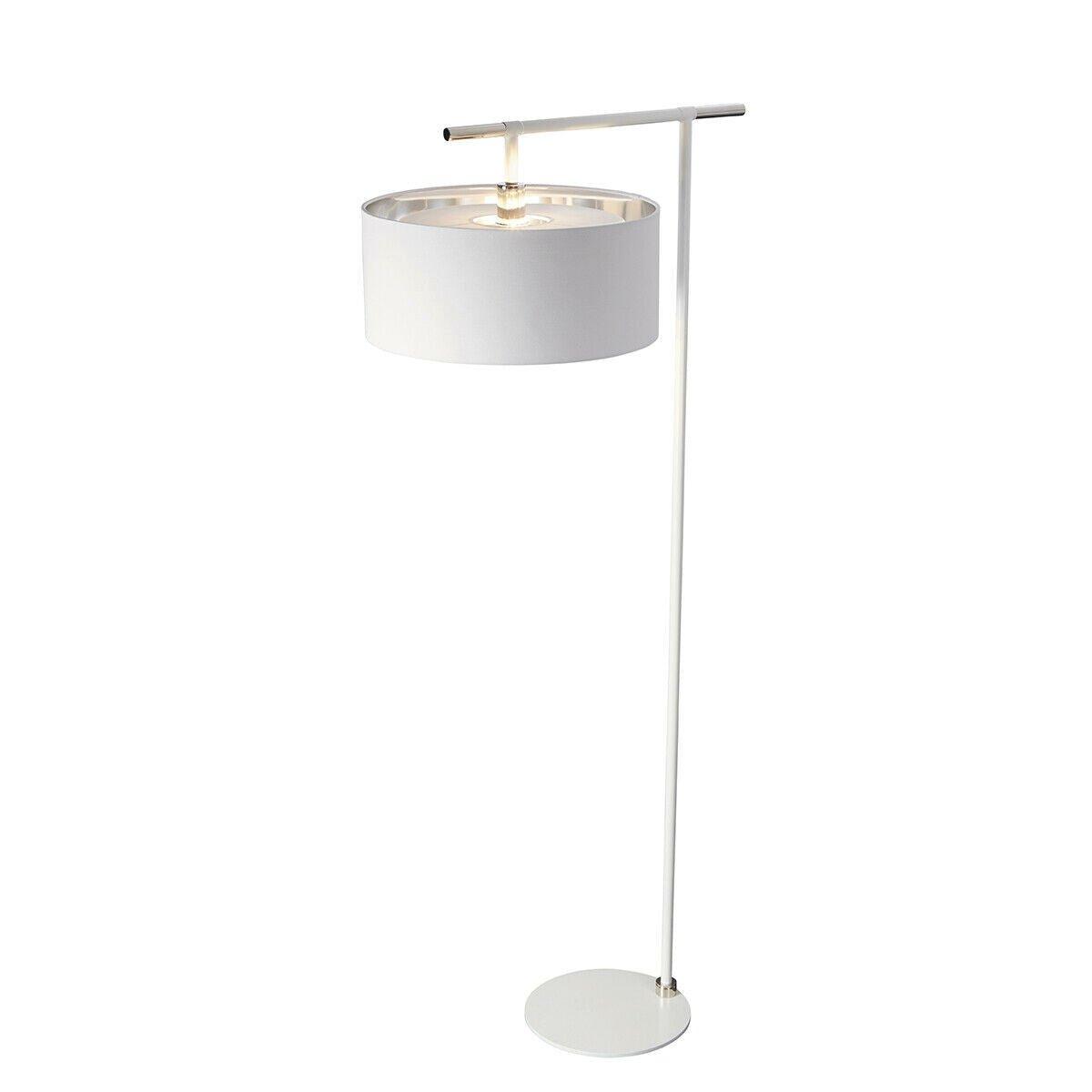 Floor Lamp Shade Silver Metallic Lining White/Polished Nickel LED E27 60W