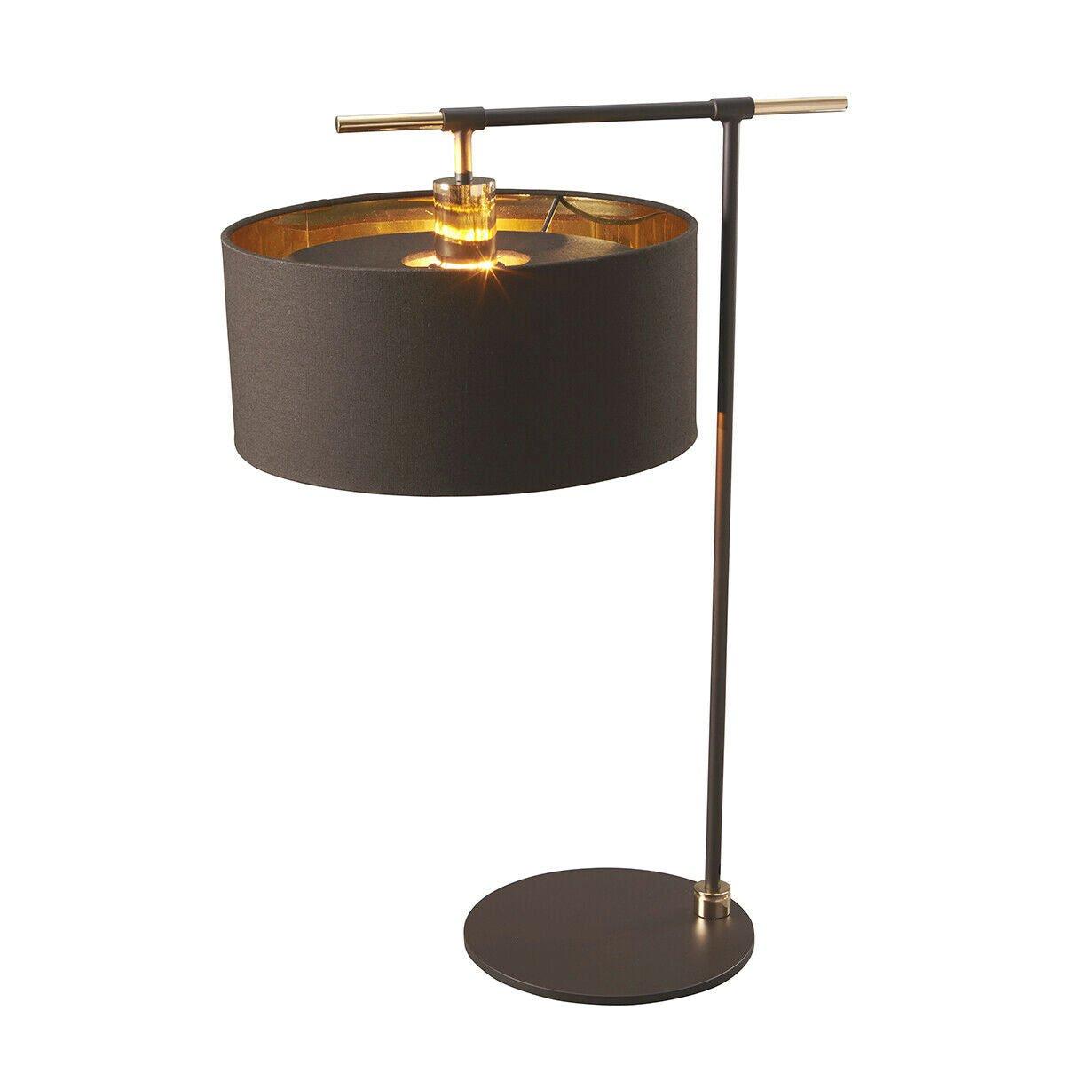 Table Lamp Shade Gold Metallic LIning Brown Highly Polished Brass LED E27 60W