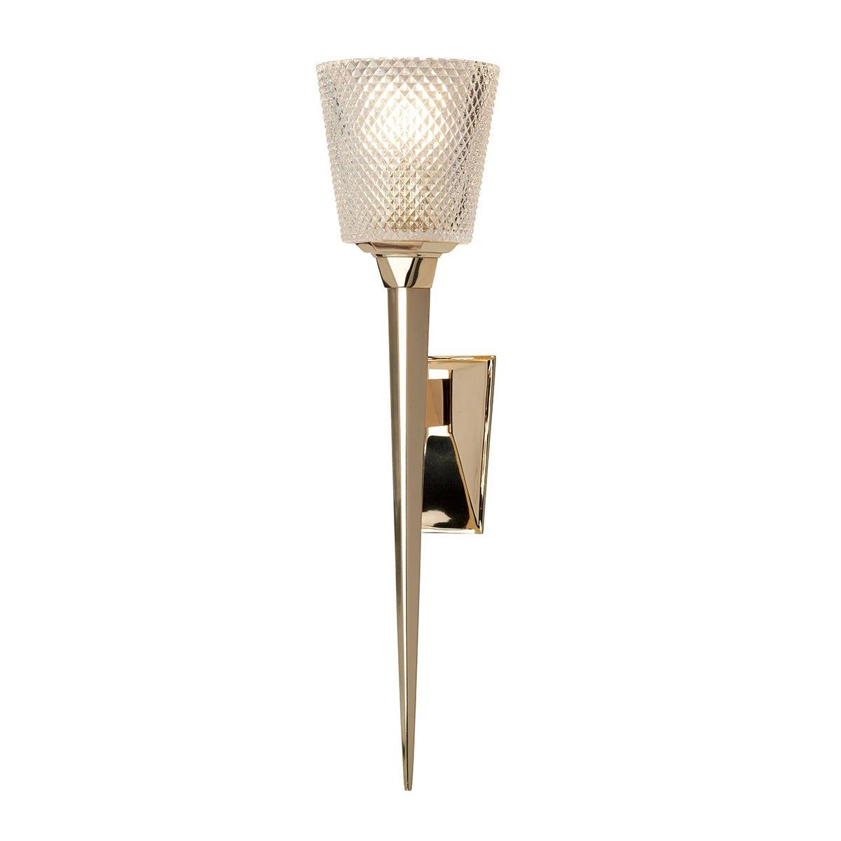 Wall Light IP44 Cut Glass Shade Torchiere Polished Gold LED G9 3.5W