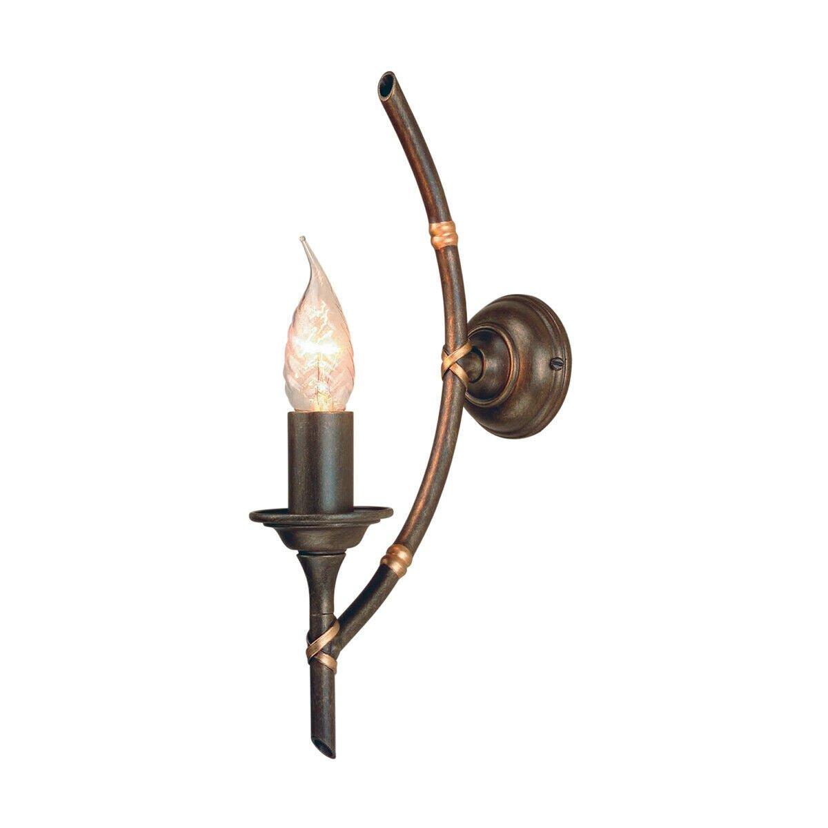 Wall Light Tied Bamboo Canes Style Round Mounting Bronze Patina LED E14 60W