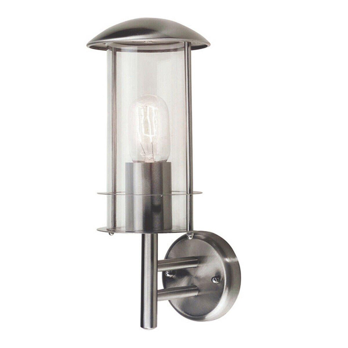 Outdoor IP44 Wall Light Glass Shade Stainless Steel LED E27 60W