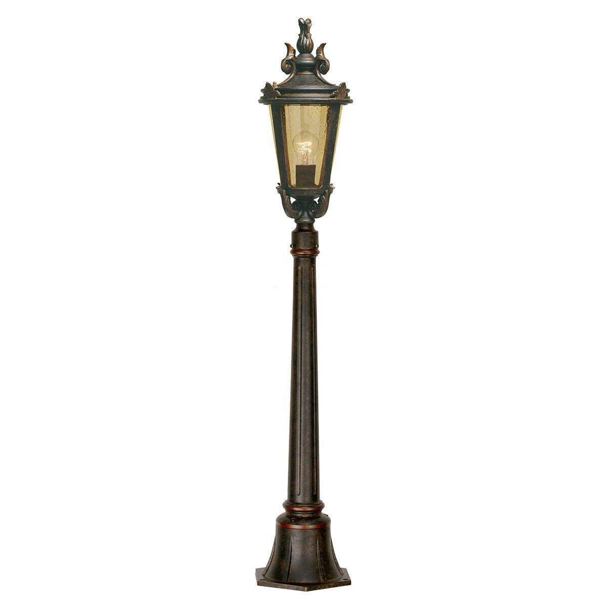 Outdoor IP44 1 Bulb Short Mini Lamp Post Pillar Weathered Bronze LED E27 100W