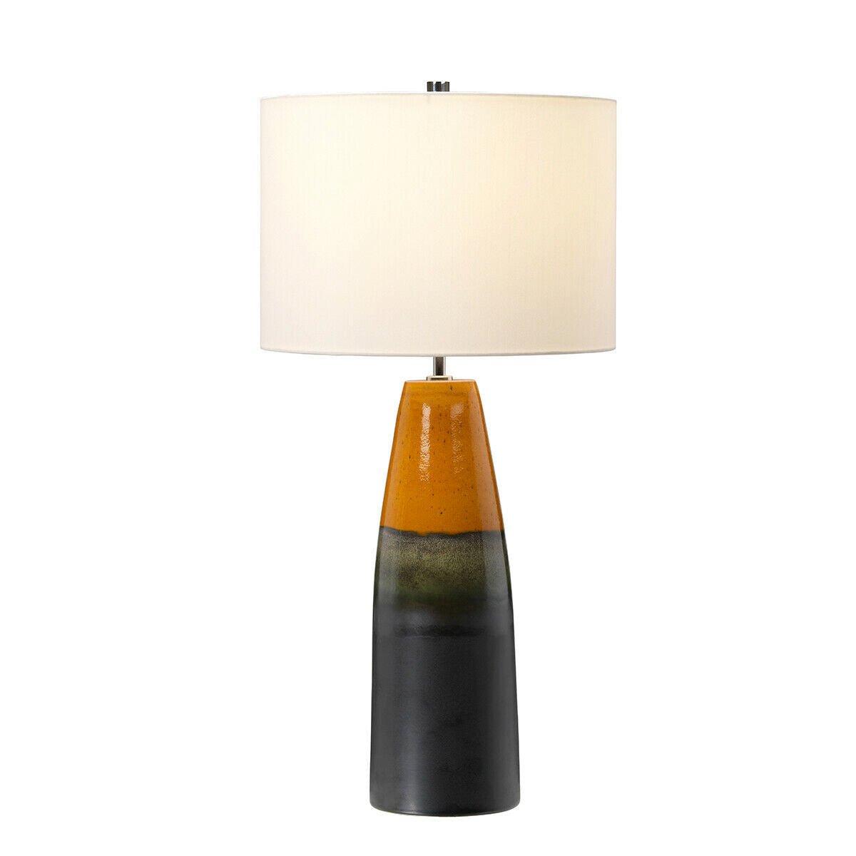 Table Lamp Orange & Graphite Tapered Vase Ivory Drum Shade LED E27 60W Bulb