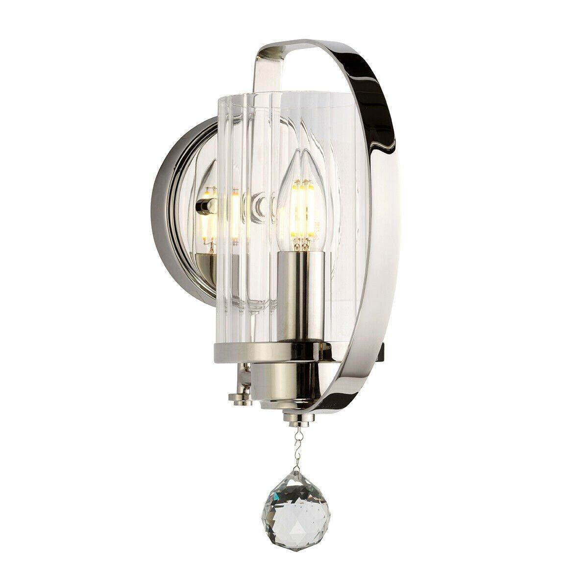 Wall Light Sconce Highly Polished Nickel Finish Plated LED E14 60W Bulb