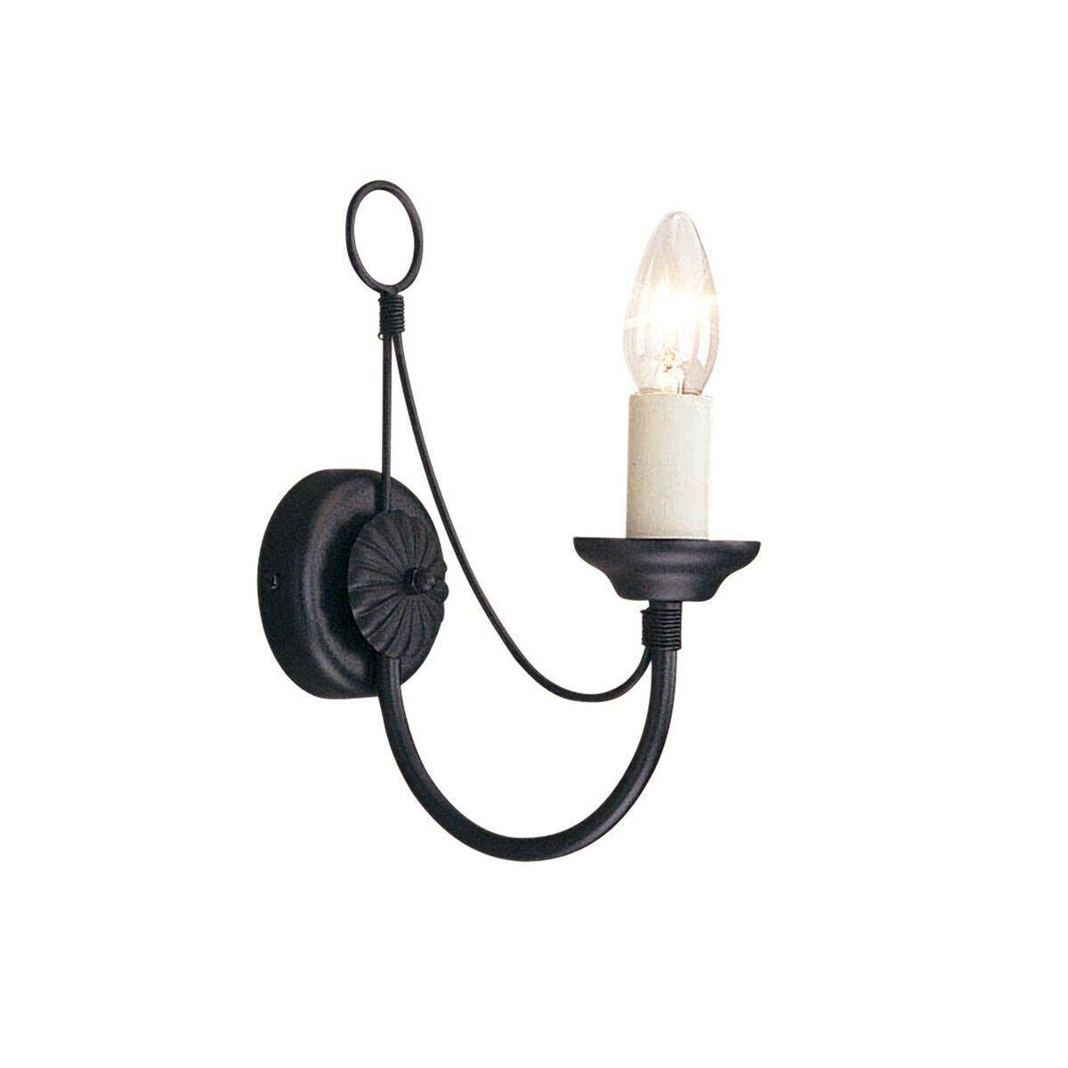 Wall Light Gothic Style wire effect Ivory candle tube holder Black LED E14 60W