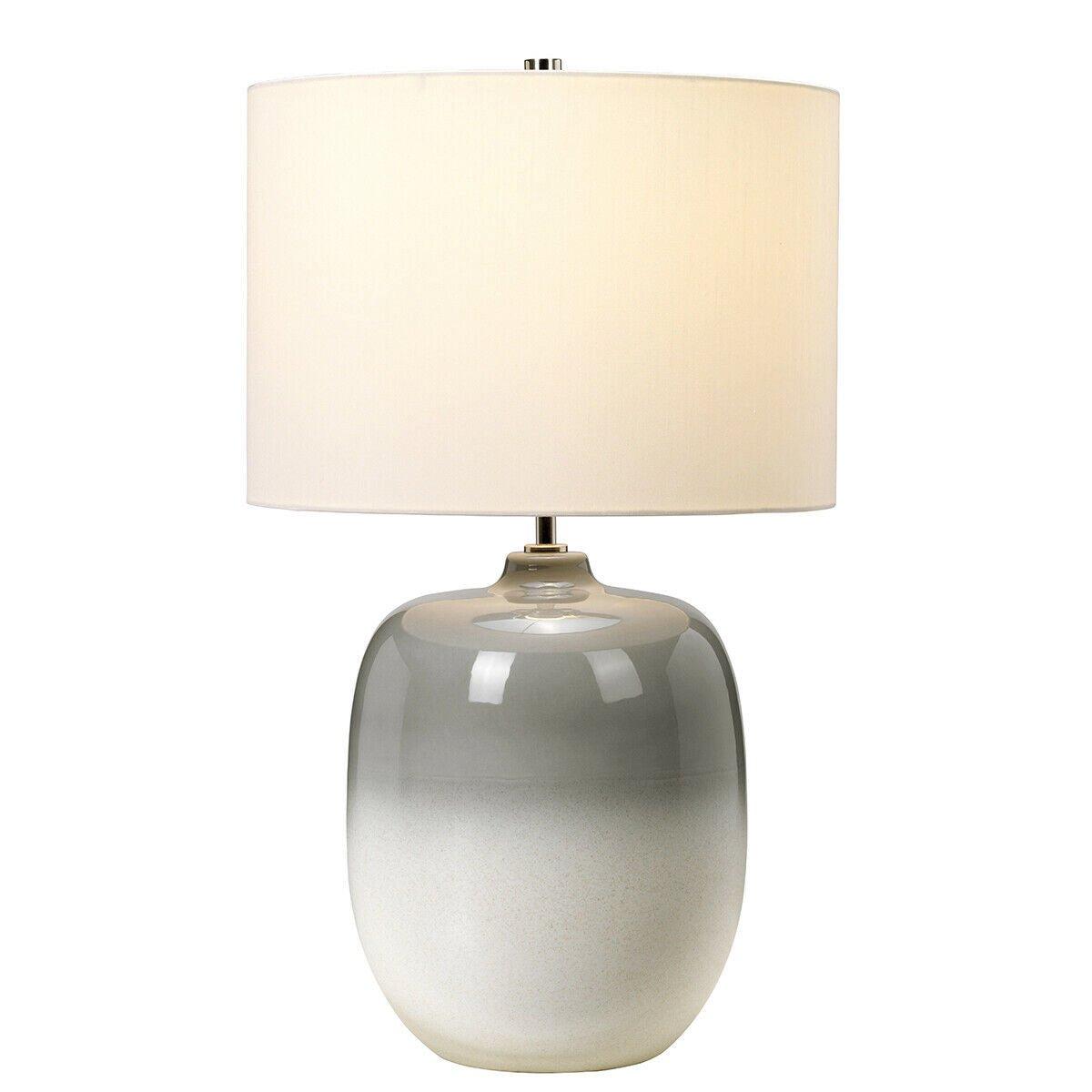Table Lamp Ivory Shade Light Grey / Chalk White LED E27 60W Bulb