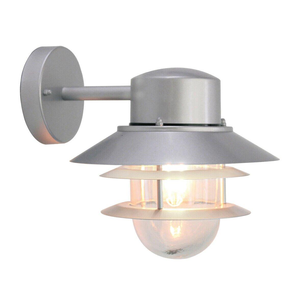 Outdoor IP44 Wall Light Sconce 304 SS Silver LED E27 60W Bulb External d00302