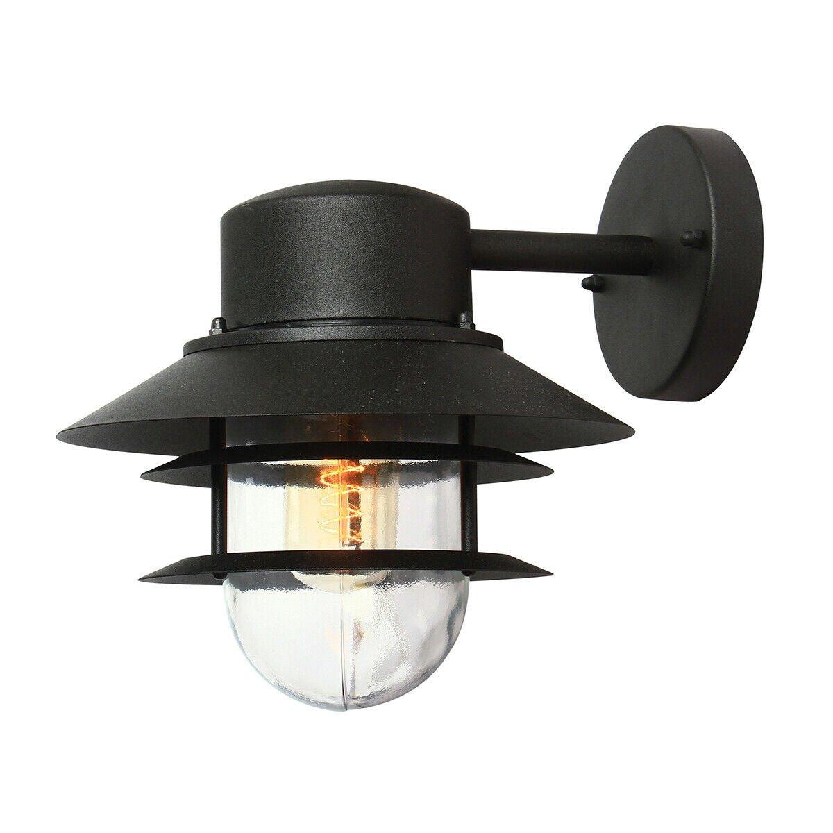 Outdoor IP44 Wall Light Sconce Black LED E27 60W Bulb Outside External d00303