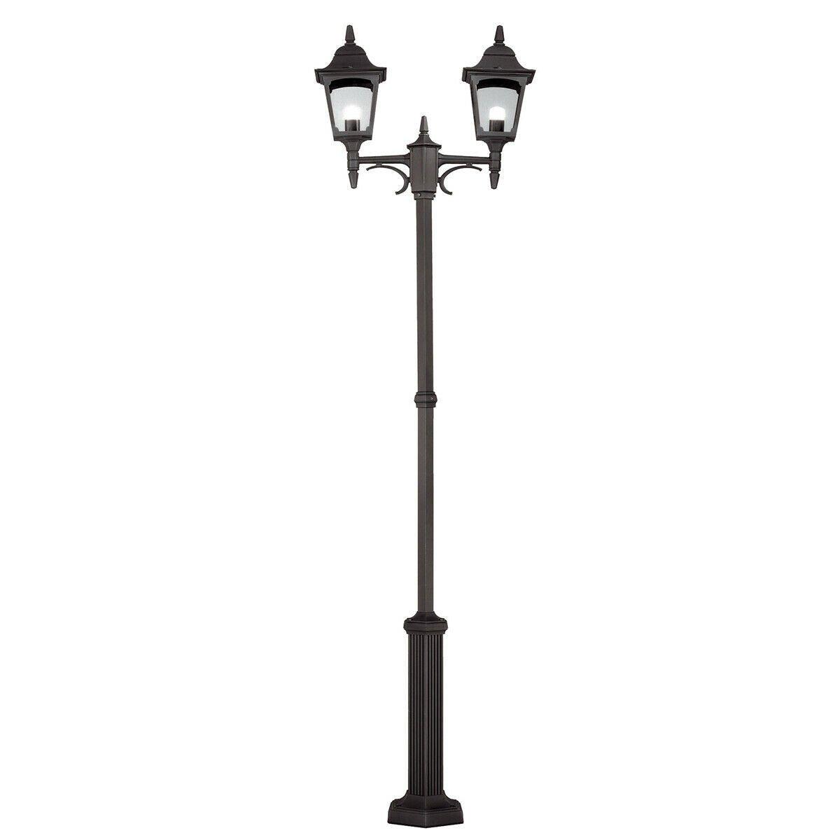 Outdoor IP44 2 Bulb Lamp Post Dual Tall Black LED E27 100W