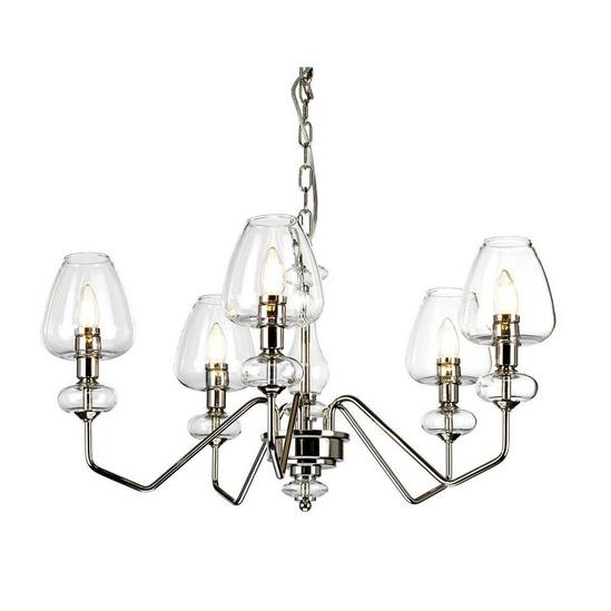 Loops 5 Bulb Chandelier Highly Polished Nickel Finish Clear Glass Shades LED E14 40W 1