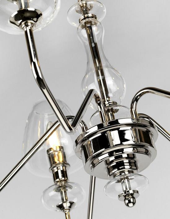 Loops 5 Bulb Chandelier Highly Polished Nickel Finish Clear Glass Shades LED E14 40W 2