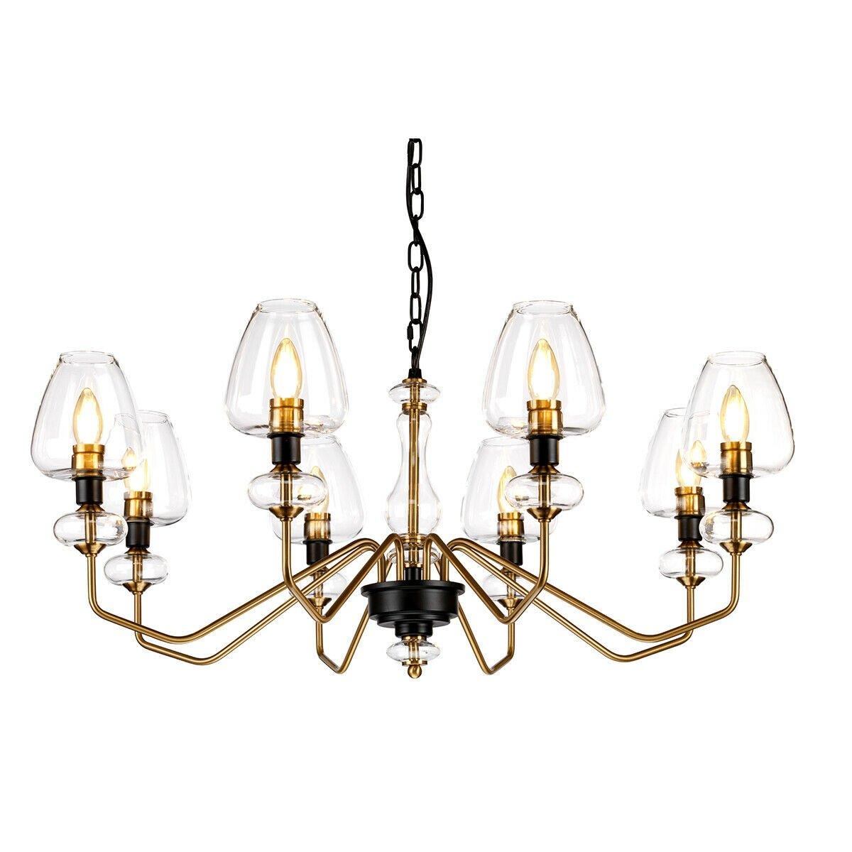 8 Bulb Chandelier Aged Brass Finish Plated And Charcoal Black Paint LED E14 40W