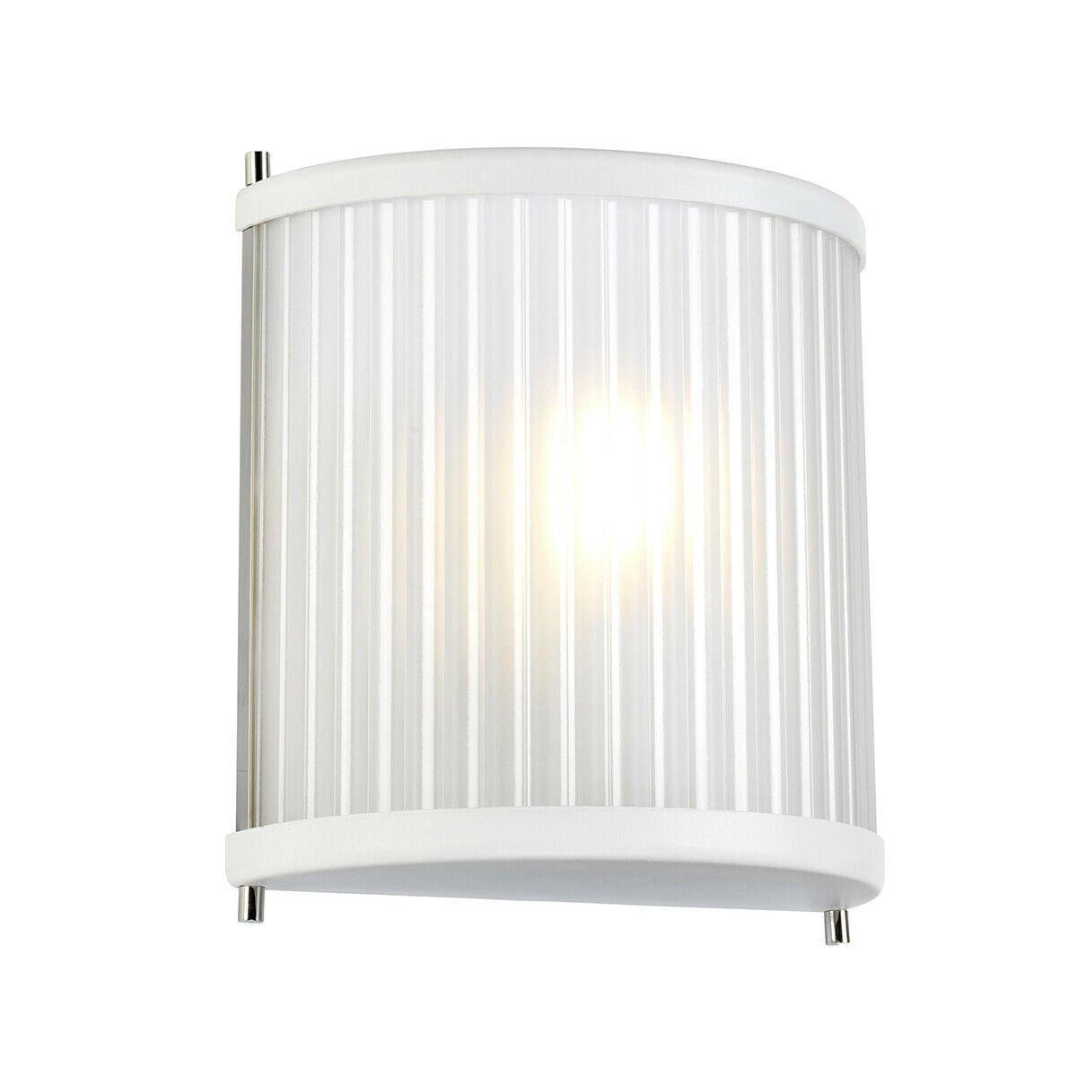 Wall Light White Satin Painted / Highly Polished Nickel LED E27 60W