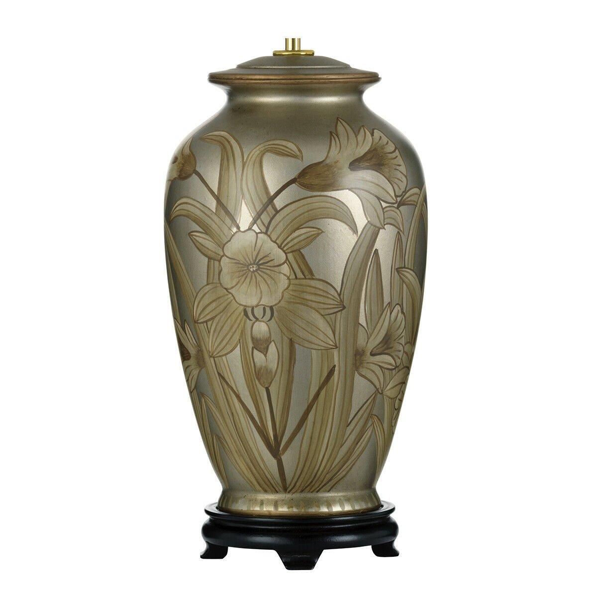 Table Lamp Hand Painted   Ceramic Vase Base Silver LED E27 60w Bulb