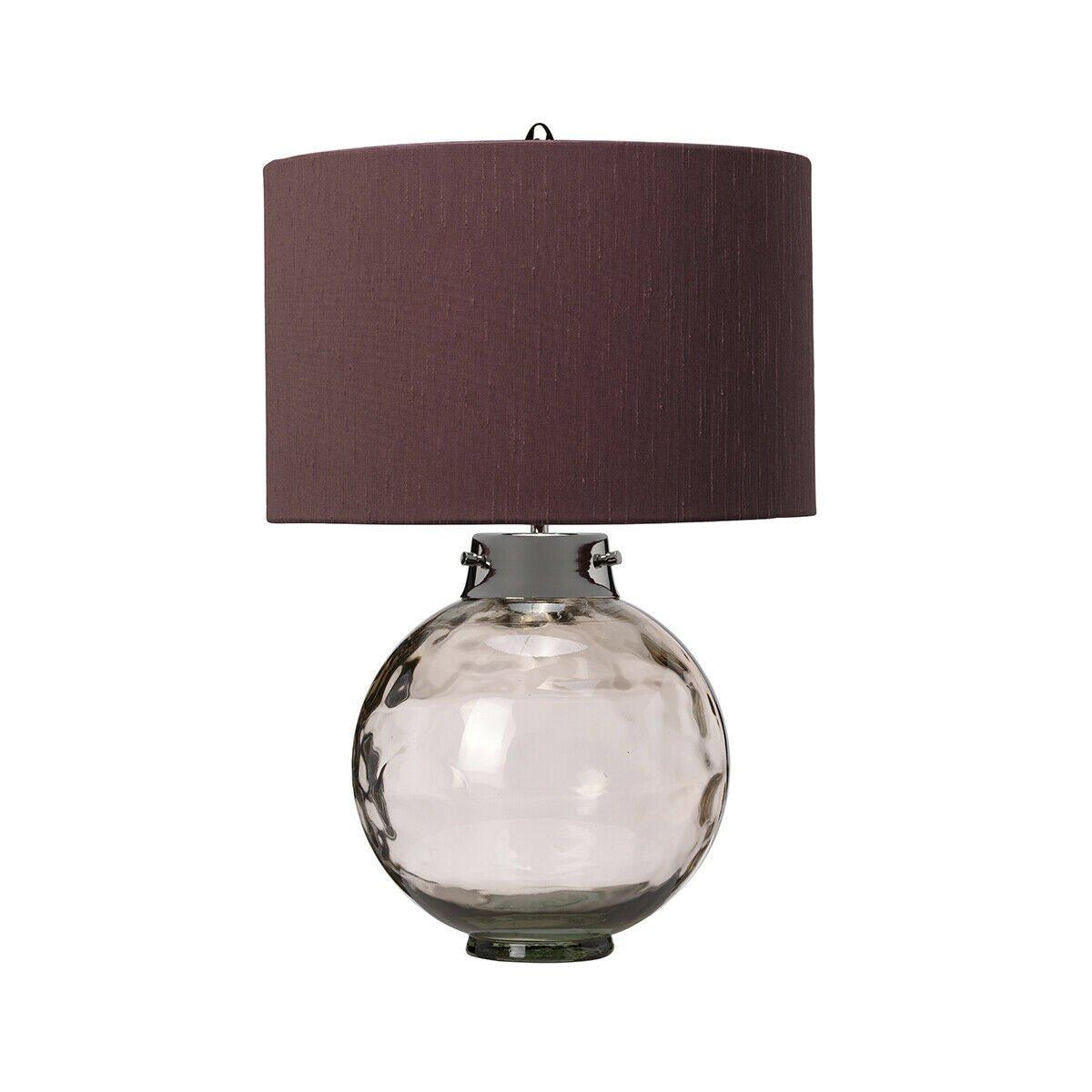 Table Lamp Larkspur Shade Highly Polished Nickel Glassware Smoke LED E27 60W