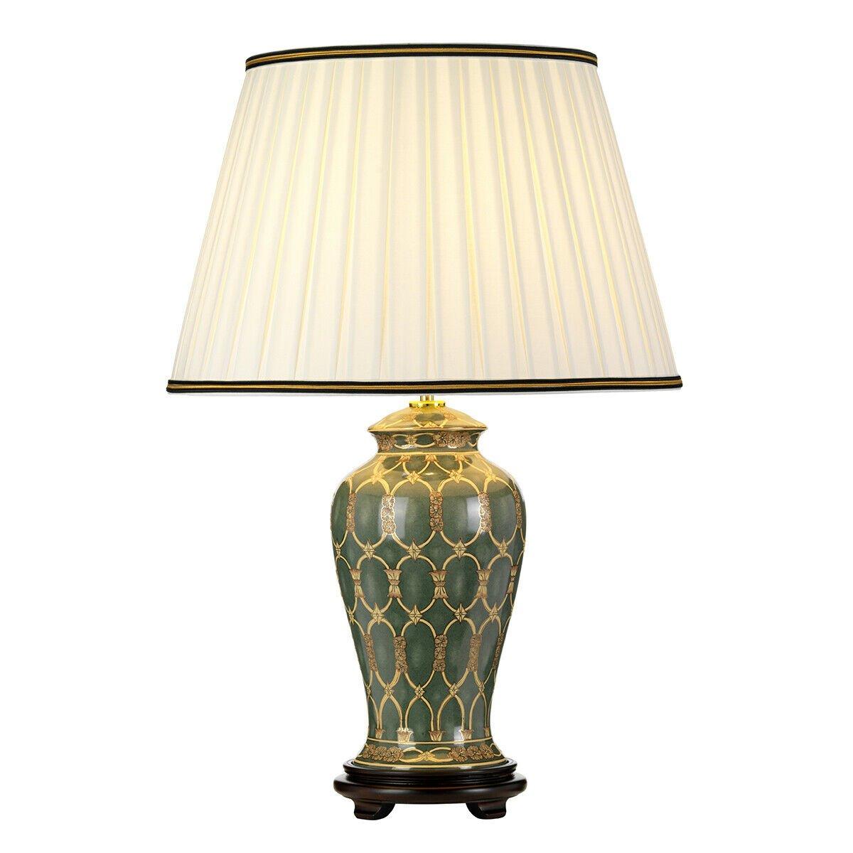 Table Lamp Shade Ivory with Black & Gold Trim Green Gold & Brown LED E27 60w