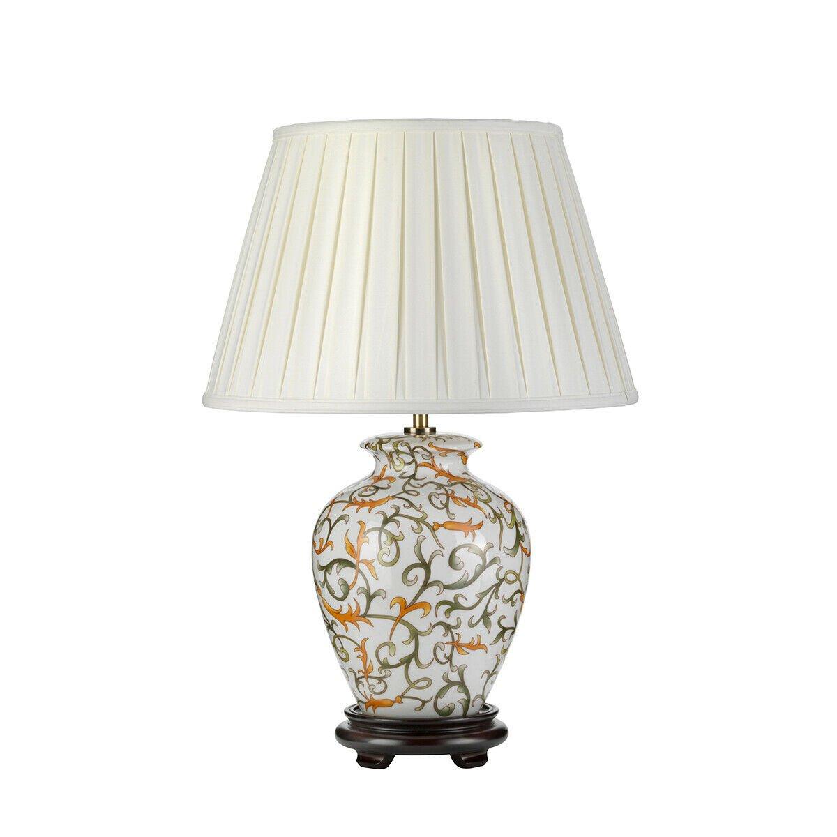 Table Lamp Ivory Shade Cream with Orange and Green LED E27 60W Bulb