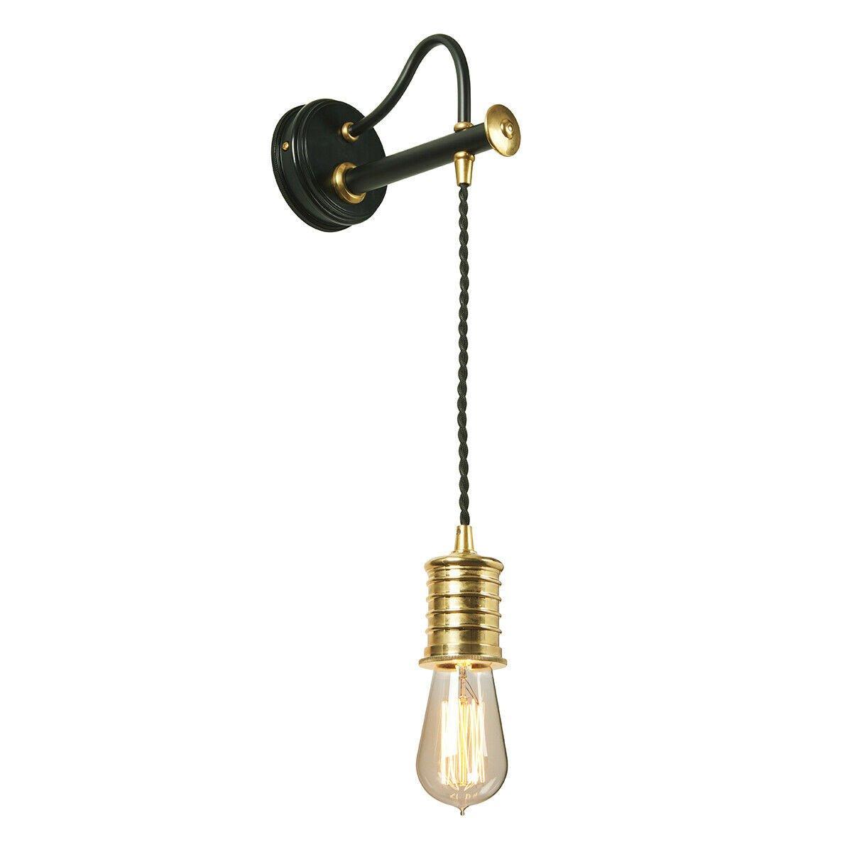 Wall Light Sconce Black Highly Polished Brass Finish LED E27 60W Bulb