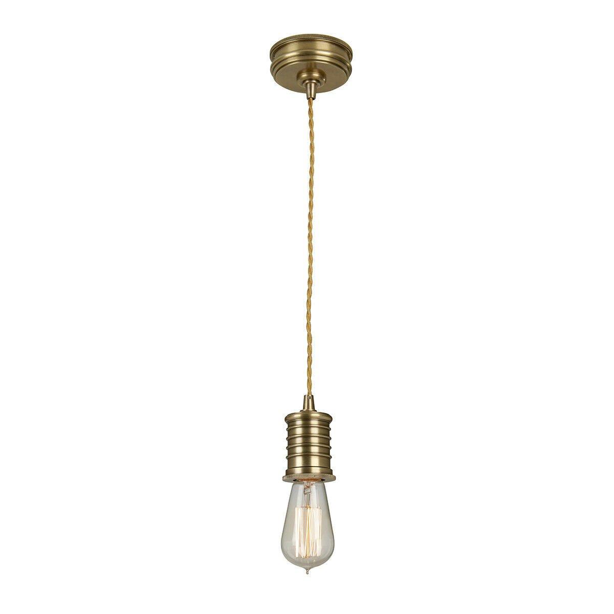 1 Bulb Ceiling Pendant Light Fitting Aged Brass Finish LED E27 60W Bulb