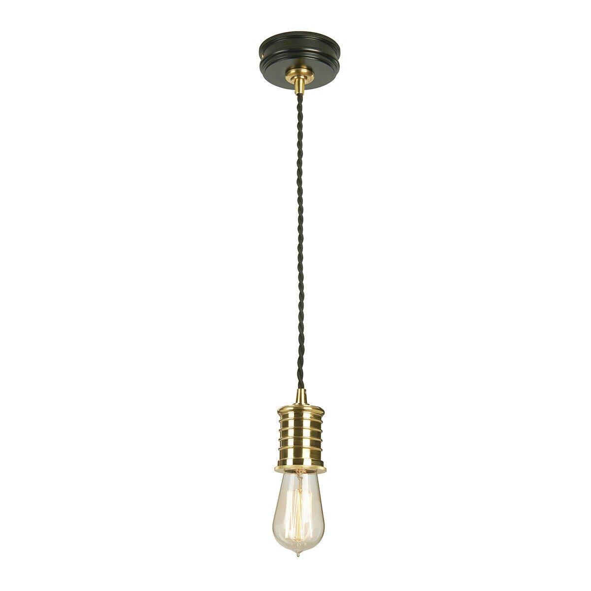 1 Bulb Ceiling Pendant Light Fitting Black Highly Polished Brass LED E27 60W